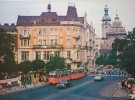 Трамвай на площади Галицкой. Фото 1979