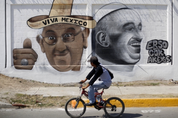 В ожидании Папы Римского. Граффити в Мехико, Мексика, 4 февраля 2016