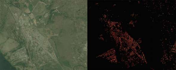Результат оценки плотности населения кенийского города Найваша