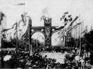 Тріумфальна арка напроти Залізничного двірця під час візиту Франца Йосифа в 1880 році