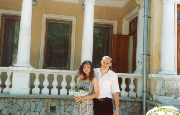 Алла й Олег Сенцови у день весілля