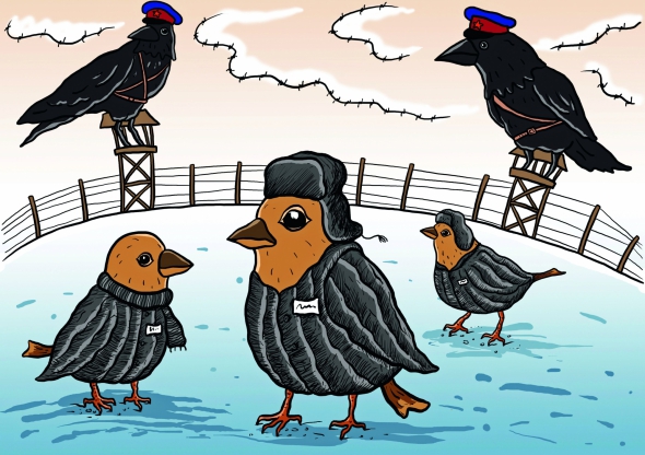 Горобці та ворони стали персонажами твору Олександра Вівчарика, що став переможцем конкурсу ”Новела по-українськи”. Перше місце розділив із текстом ”Моноліт” Валерія Пузіка. Його можна буде прочитати у одному з наступних номерів журналу ”Країна”