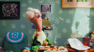 Кадр із мультфільму ”Кухар”. Він розповідає про дітей, які мрі­ють опанувати професію кулінара, аби спекти для бабусі торт