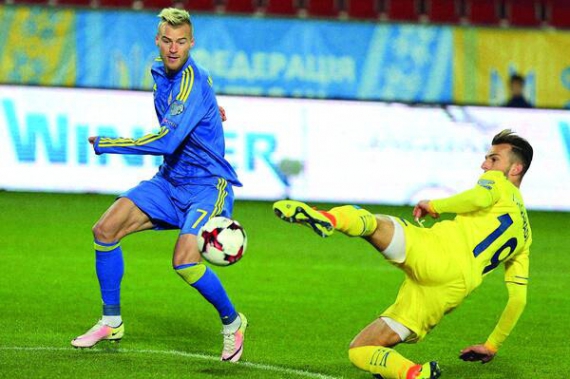 Андрій Ярмоленко (№7) у трьох матчах збірної України у відборі до Кубка світу-2018 забив три голи і віддав дві результативні передачі