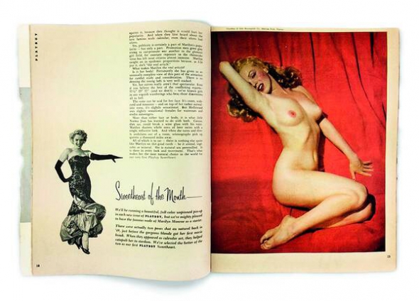 10 грудня 1953 року в Чикаго вийшов перший номер журналу Playboy. На обкладинці було фото актриси Мерилін Монро. А всередині вона красувалася на знімках повністю оголена. Редактор 27-річний Г’ю Гефнер придбав їх у фотографа за 500 доларів – близько 4,5 тисячі доларів тепер. Доти Гефнер працював у рекламному відділі журналу Esquire. Playboy видав за позичені гроші. Спершу хотів назвати його Stag Party – ”Холостяцька вечірка”. Проте в США вже виходив журнал Stag Magazine. Тираж першого номера – 70 тисяч примірників. За тиждень розкупили понад 75 відсотків