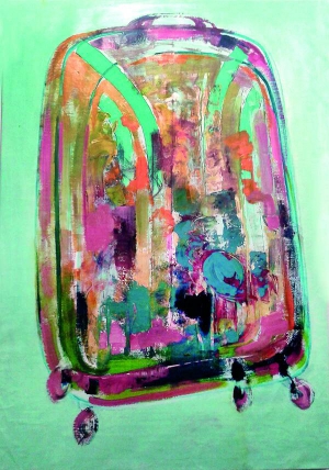 Картину ”Рожева валіза” київська художниця Тая Галаган створила в канадському місті Ванкувер. У тамтешньому університеті викладала малюнок, основи дизайну, теорію кольору