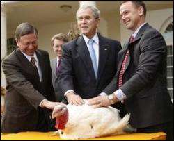 Буш помиловал сразу две индейки в День благодарения