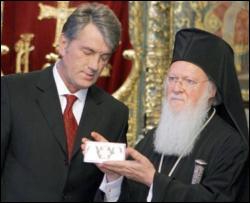 Ющенко перед футболом зустрівся з Вселенським Патріархом Варфоломієм