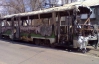 В Донецке полностью сгорел трамвай