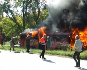 В Харькове дотла сгорел трамвай
