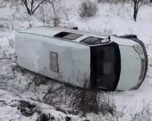 В Донецке микроавтобус с боевиками перевернулся в кювет