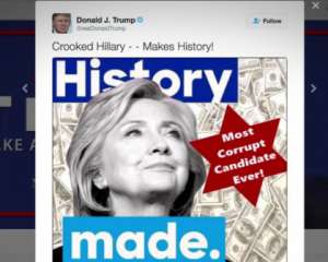Трамп удалил скандальный твит о Клинтон