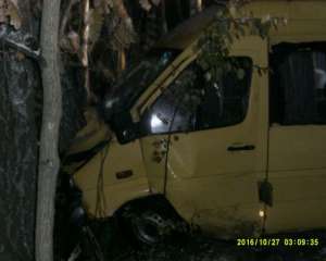 Микроавтобус с пассажирами влетел в дерево