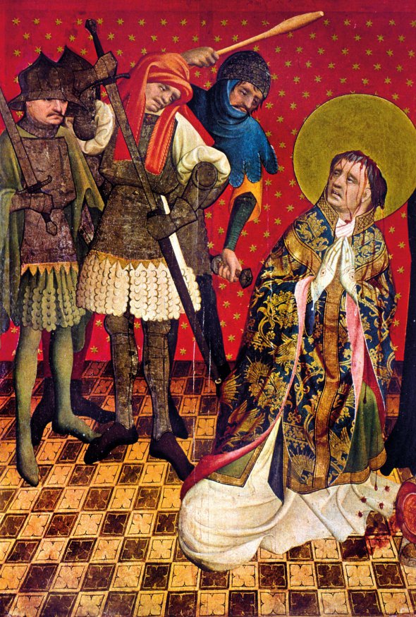 Картину ”Смерть Томаса Бекета” написав німецький художник Майстер Франке на початку XV століття. Зобразив убивство архієпископа в Кентерберійському соборі 29 грудня 1170 року