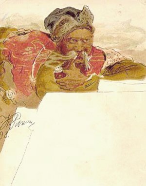 Малюнок Іллі Рєпіна ”Запорожець” розмістили на одній із десяти різдвяних листівок із першого набору, випущеного в Російській імперії 1898-го. Мала тираж 10 тисяч