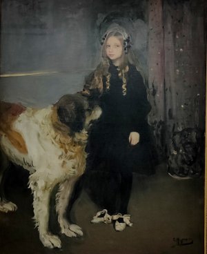 На картині "Дівчинка з собакою" 1903-1904 років Олександр Мурашко написав свою двоюрідну племінницю з сенбернаром. Показується на виставці "Помічник, супутник, друг" в Національному художньому музеї