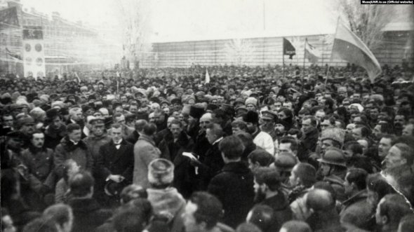 Провозглашение Акта воссоединения УНР и ЗУНР 22 января 1919 ujlf на Софийской площади в Киеве
