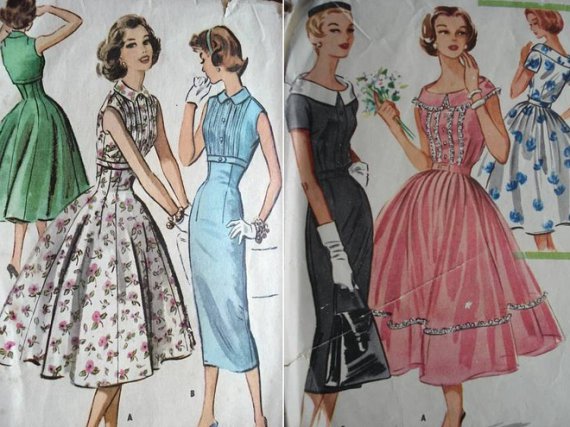 Платья, которые были модные в послевоенные годы.