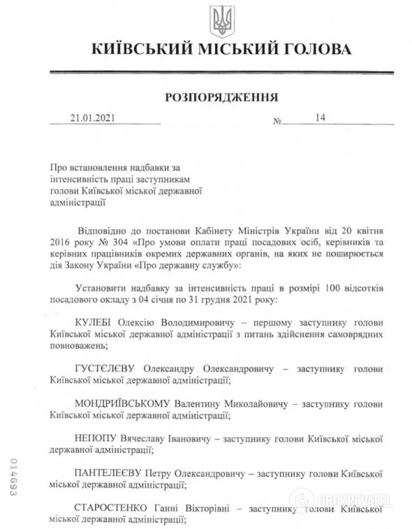Кличко призначив своїм заступникам 100% премію