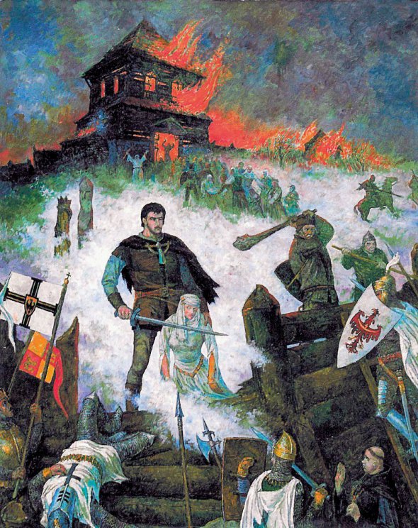 Картину ”Піленай” створив литовський художник Йонас Мацконіс 1982-го. Зобразив героїчну оборону та самогубство жителів фортеці Піленай 25 лютого 1336 року. В центрі – князь Маргиріс, який збирається вбити дружину