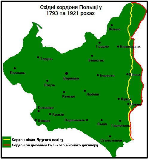 Польсько-російський кордон за Другим поділом Речі Посполитої та Ризьким миром