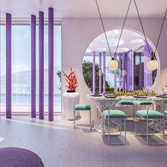 Інтер’єр 2021: фіолетова квартира з майбутнього