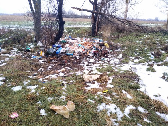 Подвір'я будинку літніх у Худоліївці. Сміття викидають просто на землю