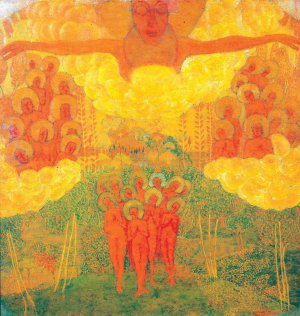 Ескіз фрески ”Тріумф неба” Казимира Малевича, 1907 року, показують на виставці ”Велика сімка” у столиці. Оригінальних робіт цього художника майже немає в Україні