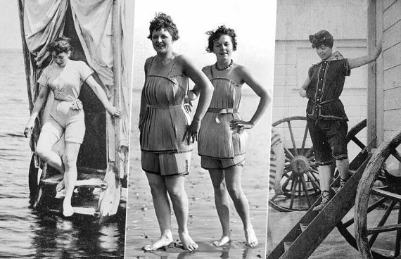 100 лет назад женский купальник выглядел как блузка сшита с длинными панталонами