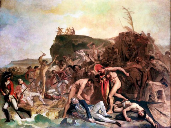 Картину ”Смерть капітана Джеймса Кука” написав німецький художник Йоганн Цоффані (1733–1819). Малював момент убивства зі слів моряків, які були на Гаваях. Полотно зберігають у Лондонському національному морському музеї