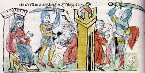 Четверта помста Ольги древлянам. Мініатюра з Радзивілівського літопису