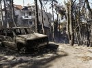 Последствия лесных пожаров в окрестностях Афин