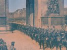 Пруські війська проходять під Тріумфальною аркою 19 вересня 1870 року