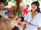 Для туристів влаштували театралізовану дегустацію місцевих вин в будиночку Діонісія