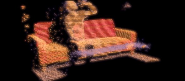 Американець Мітч Макґлоклін при створенні роботи "Вічно" використав технологію LiDAR, яку застосовують в безпілотних автомобілях. Показують на Міжнародному фестивалы актуальної анімації та медіамистецтва LINOLEUM у Києві.