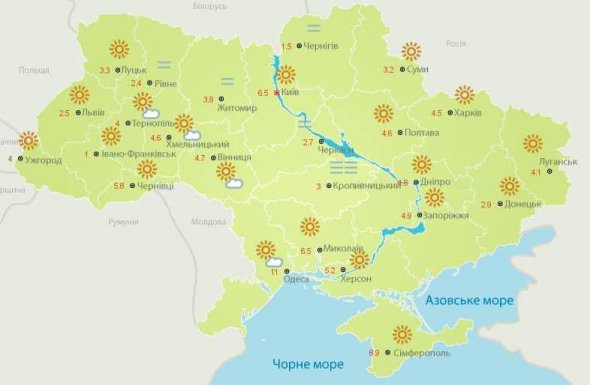  Температура повітря найближчої ночі очікується у межах +3...6°С