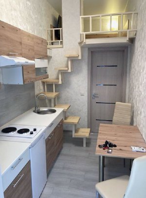 У квартирі без вікон є кухня, санвузол і спальне місце під стелею. Таке житло в Києві пропонують купити за понад 881 тисячу гривень