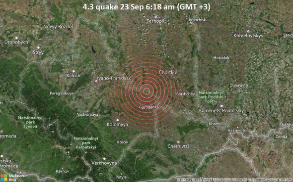 В Україні поблизу Чортків стався землетрус магнітудою 4,3 