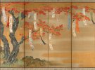 Цветущие вишни и осенние клены со стихами на свитках, 1654-1681. Художник Тоса Мицуока