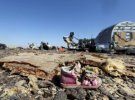 Военные следователи из Египта и России стоят возле обломков российского авиалайнера на месте его крушения
