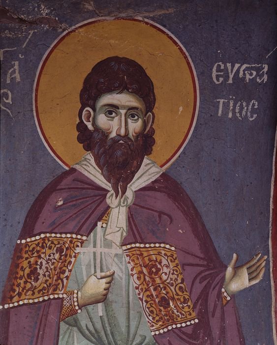 Святий Євстратій був мером міста Севастія. Довгі роки приховува свою віру, однак став на бік християн у часи гонінь