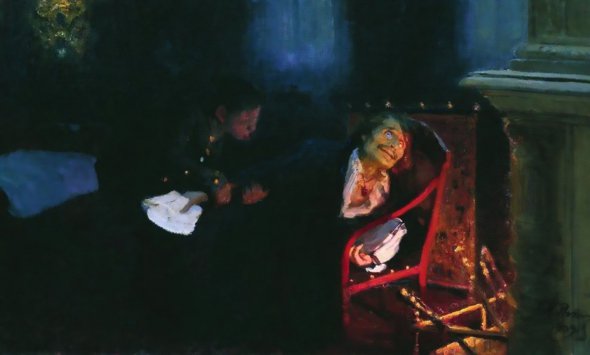 Картину ”Самоспалення Гоголя” написав Ілля Рєпін 1909-го. Зобразив сцену знищення письменником рукопису. 43-річний Микола Гоголь спалив другий том роману ”Мертві душі” 12 лютого 1852-го