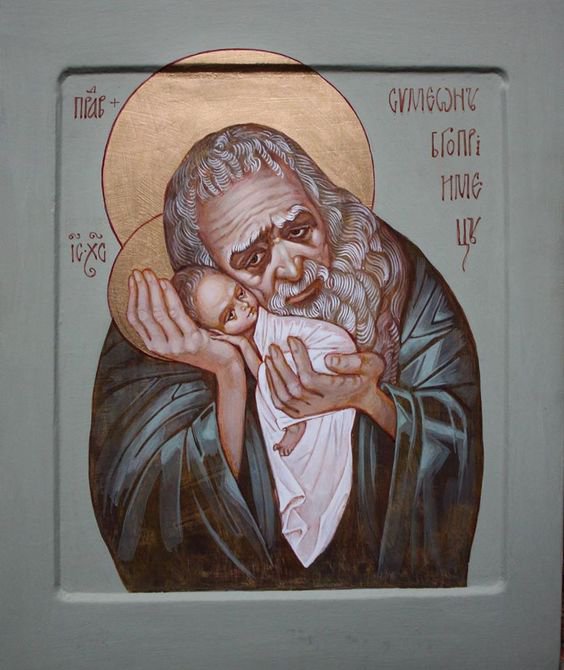 Симеон Богоприимец держит на руках новорожденного Иисуса