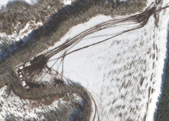 Супутниковий знімок російських військ біля села Солоти, Росія, 20 лютого