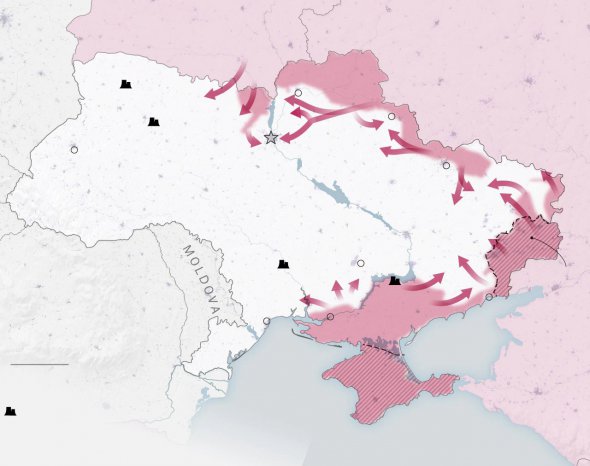 Окуповані станом на 19 березня частини України 