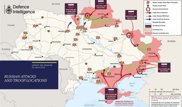 Карта захваченных территорий Украины и тех, за которые идут бои с россиянами. Фото: twitter.com/DefenceHQ