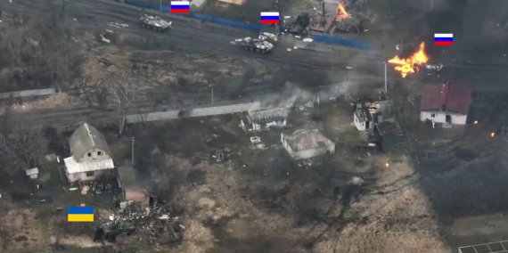 В Новой Басане на Черниговщине украинский танк воевал с колонной бронетехники вражеской армии