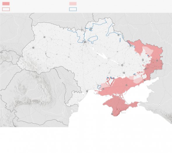Оккупированные части Украины по состоянию на 8 апреля 