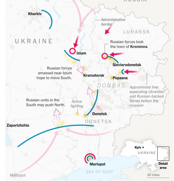 Мапа бойових дій на Донбасі