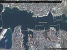 На спутниковых снимках также виден крейсер "Москва", который впоследствии был затоплен украинскими военными